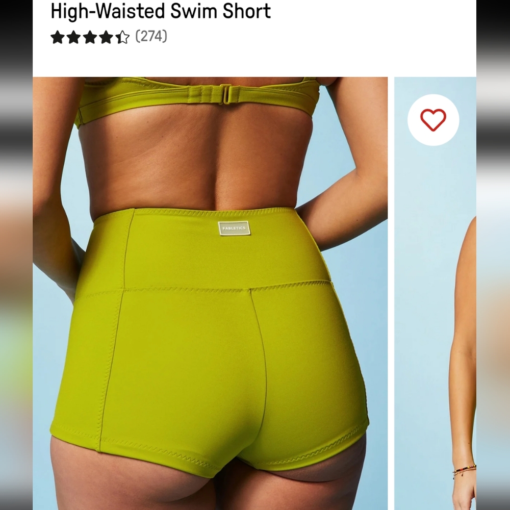SET BOTH High-Waisted Green Swim Shorts AND Swim Top